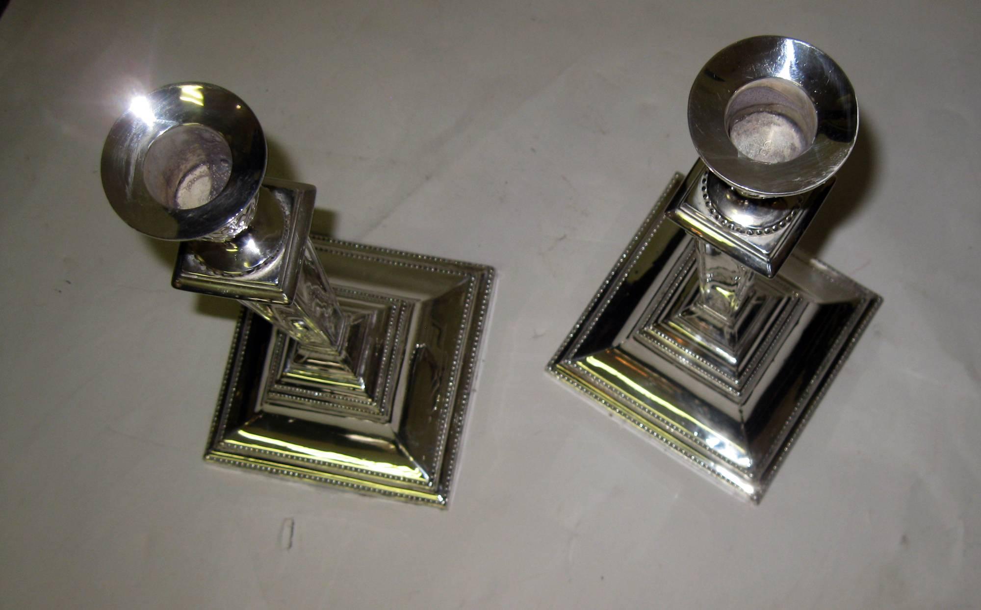 George V Triple Silver Plated Candlesticks In Good Condition In Savannah, GA