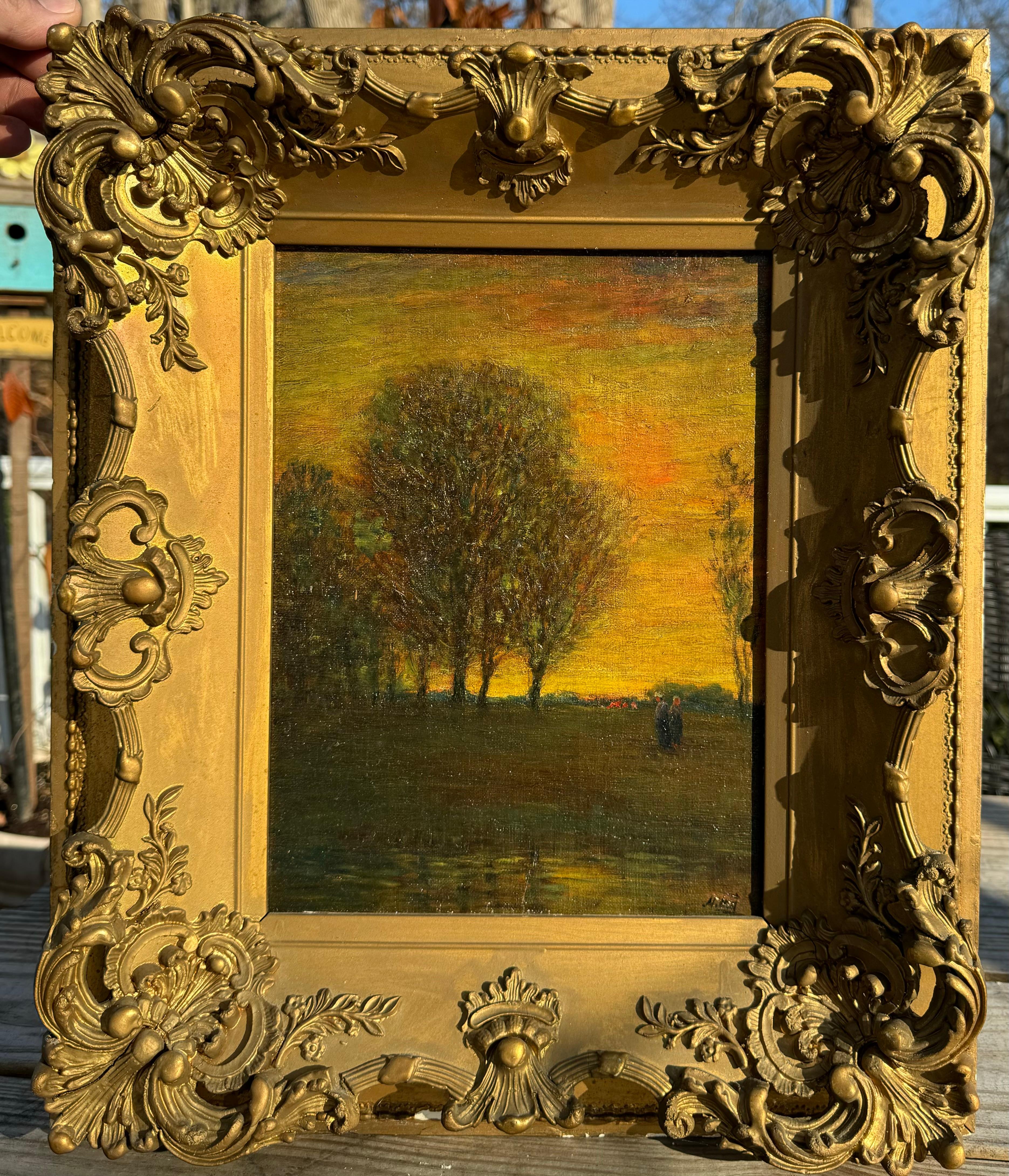 Antique KANSAS City Missouri ATMOSPHERIC BARBIZON Tonalist Landscape Painting For Sale 1