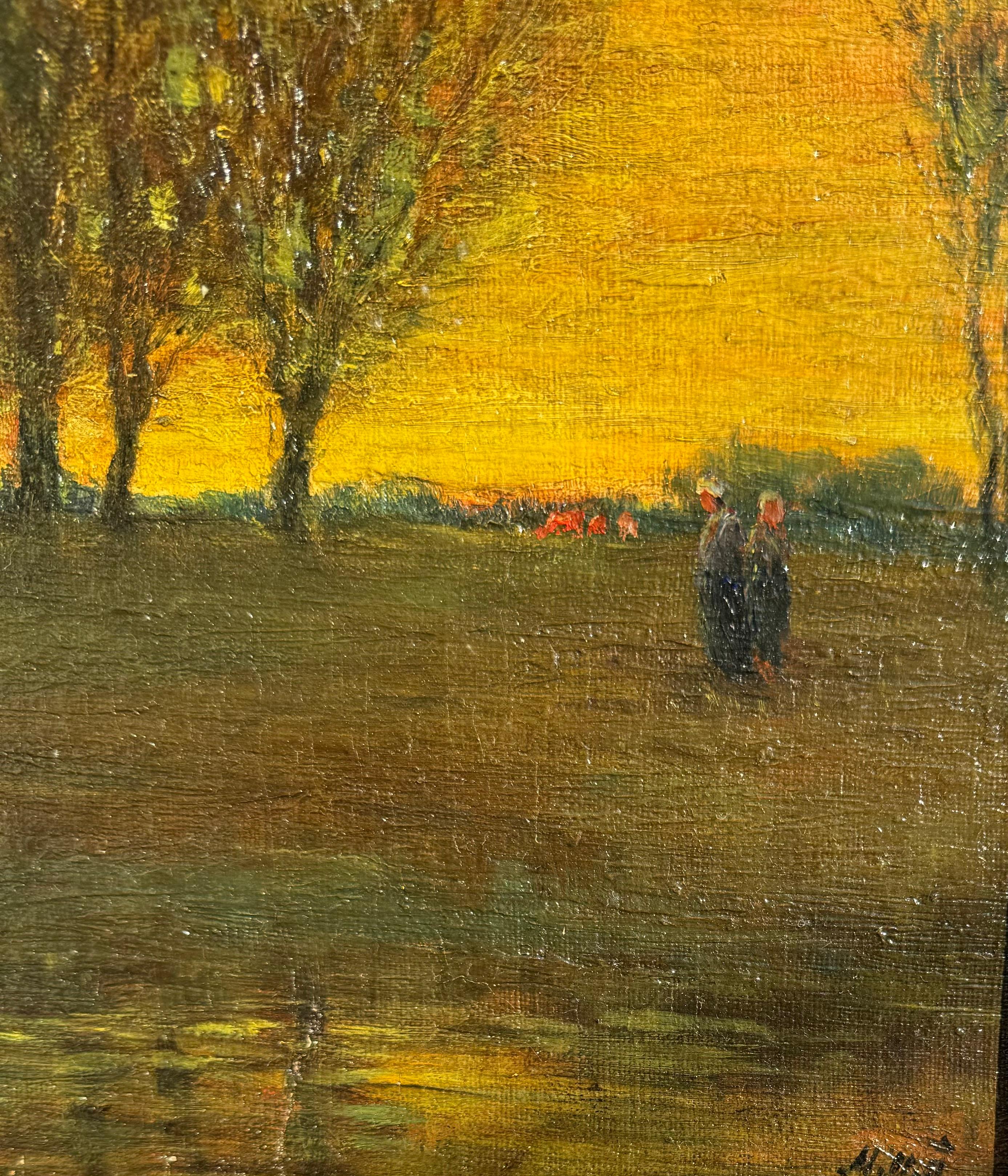 Antique KANSAS City Missouri ATMOSPHERIC BARBIZON Tonalist Landscape Painting For Sale 3