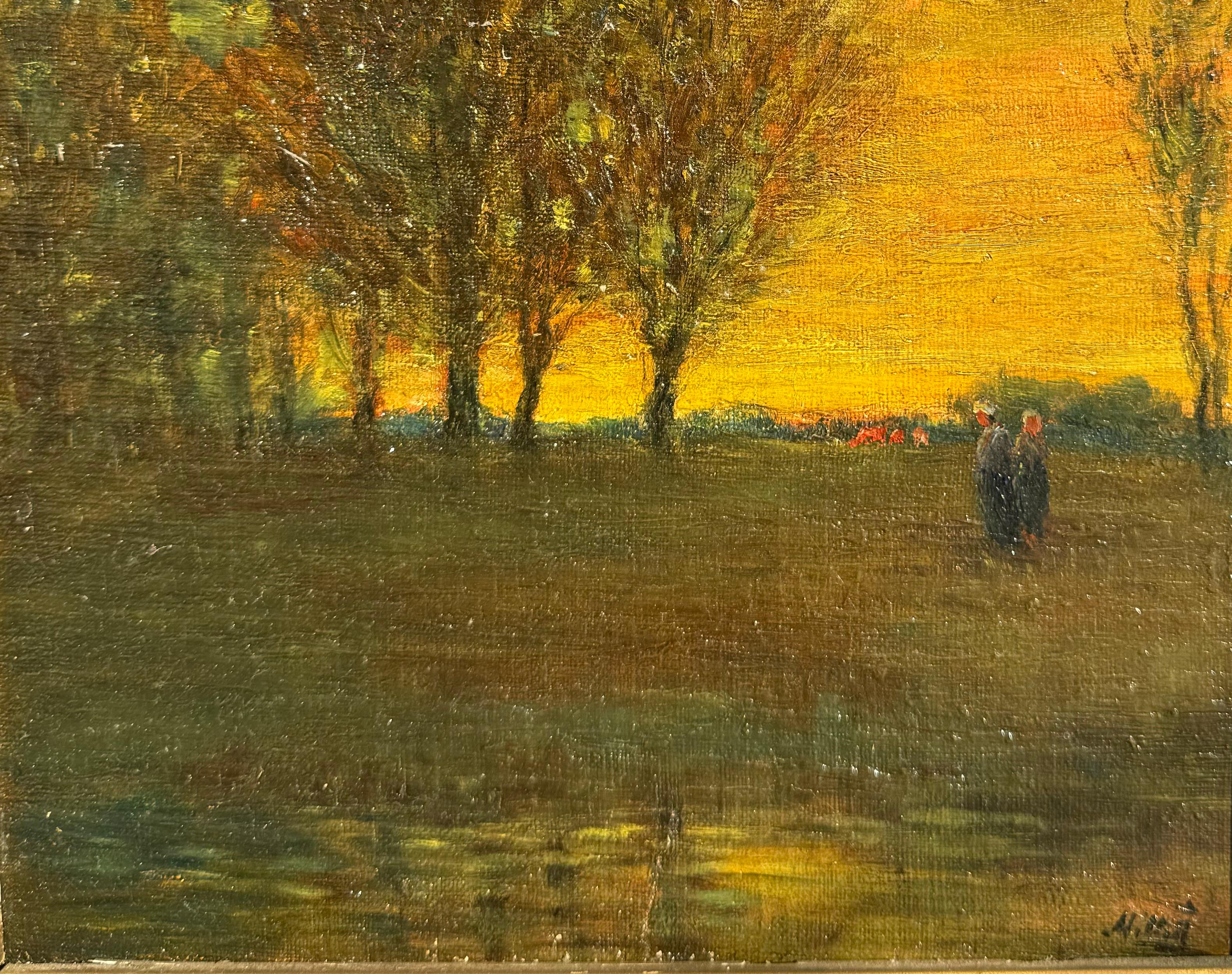 Antique KANSAS City Missouri ATMOSPHERIC BARBIZON Tonalist Landscape Painting For Sale 4