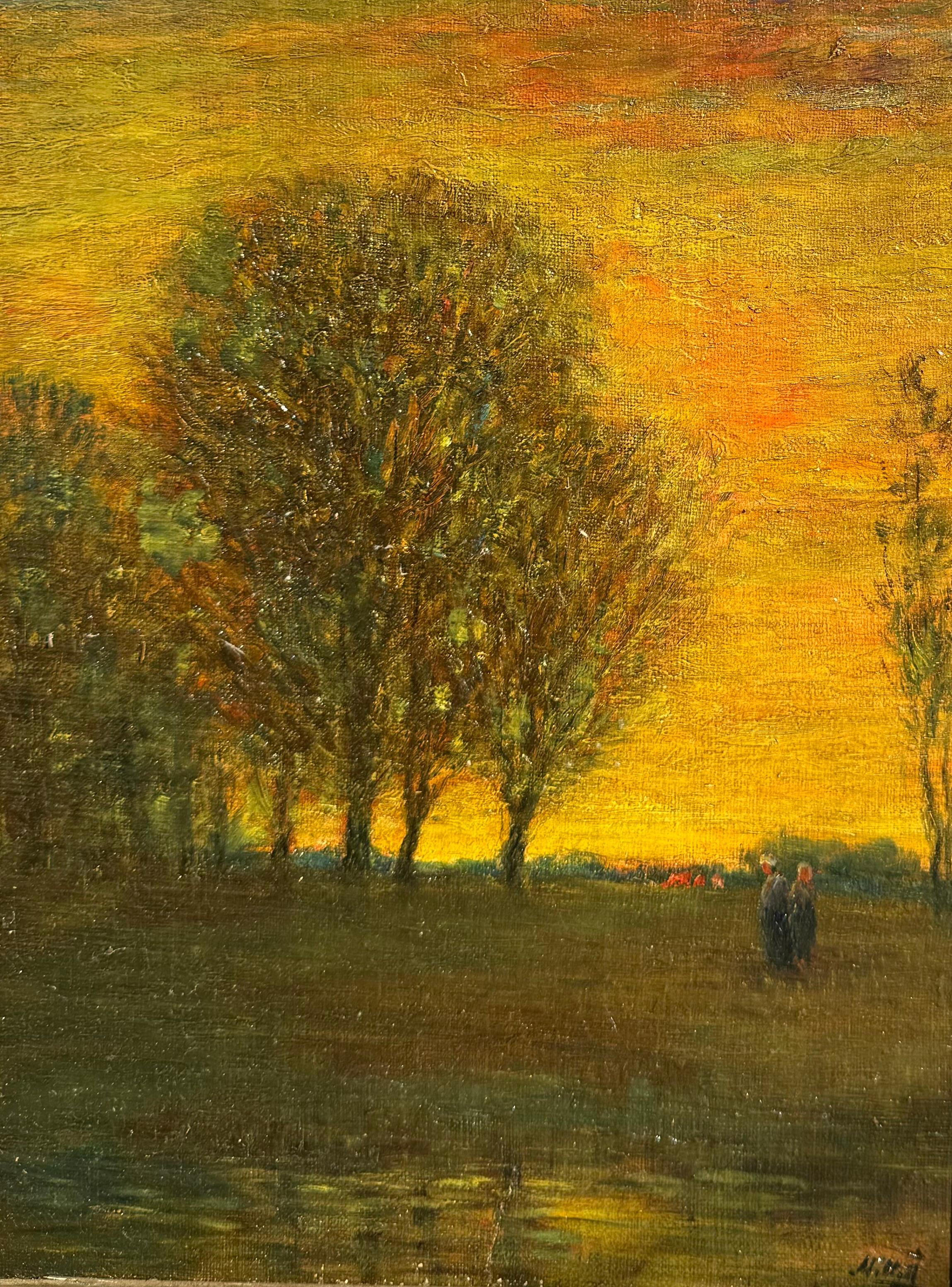 Antique KANSAS City Missouri ATMOSPHERIC BARBIZON Tonalist Landscape Painting For Sale 6
