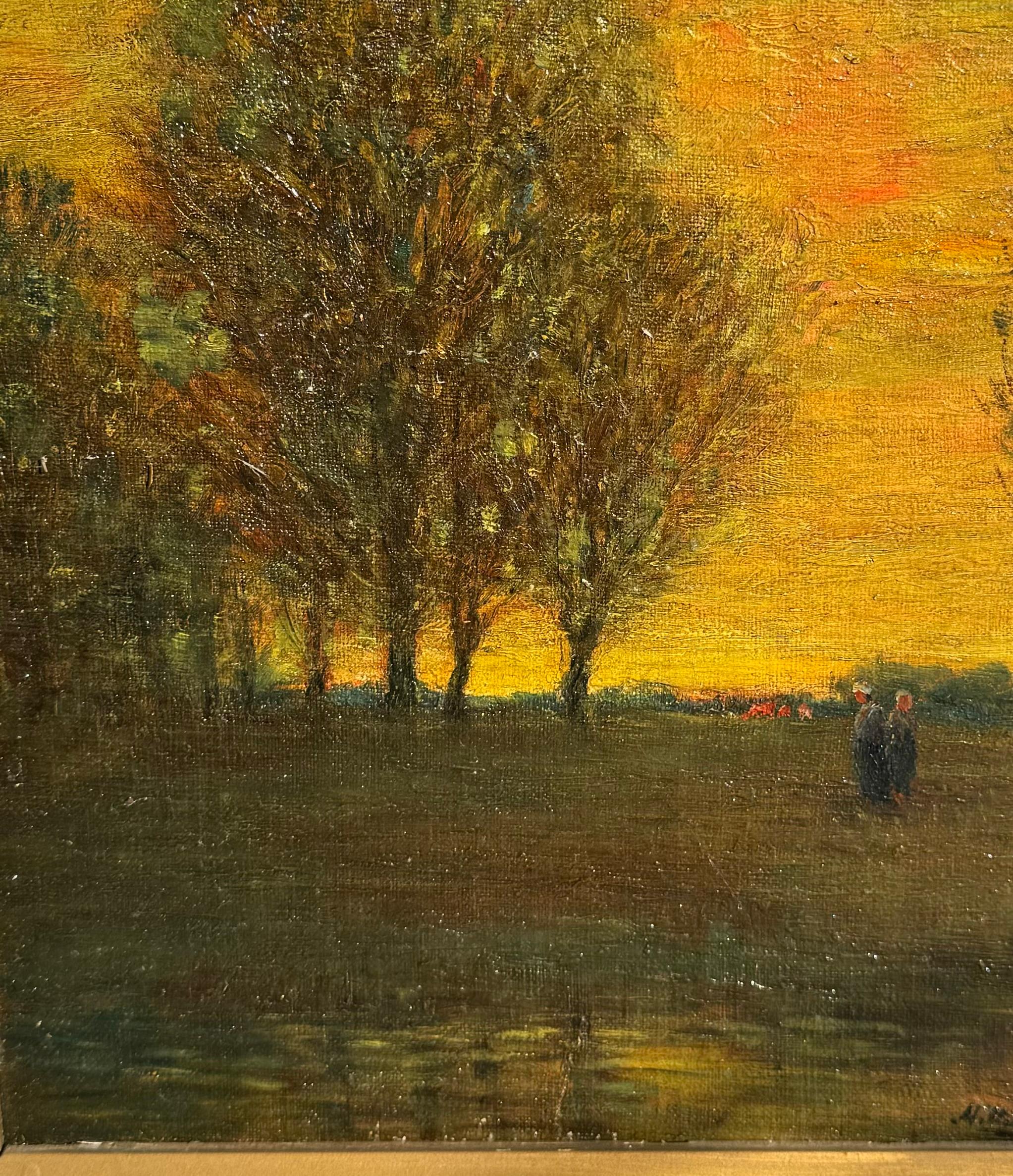 Antique KANSAS City Missouri ATMOSPHERIC BARBIZON Tonalist Landscape Painting For Sale 8