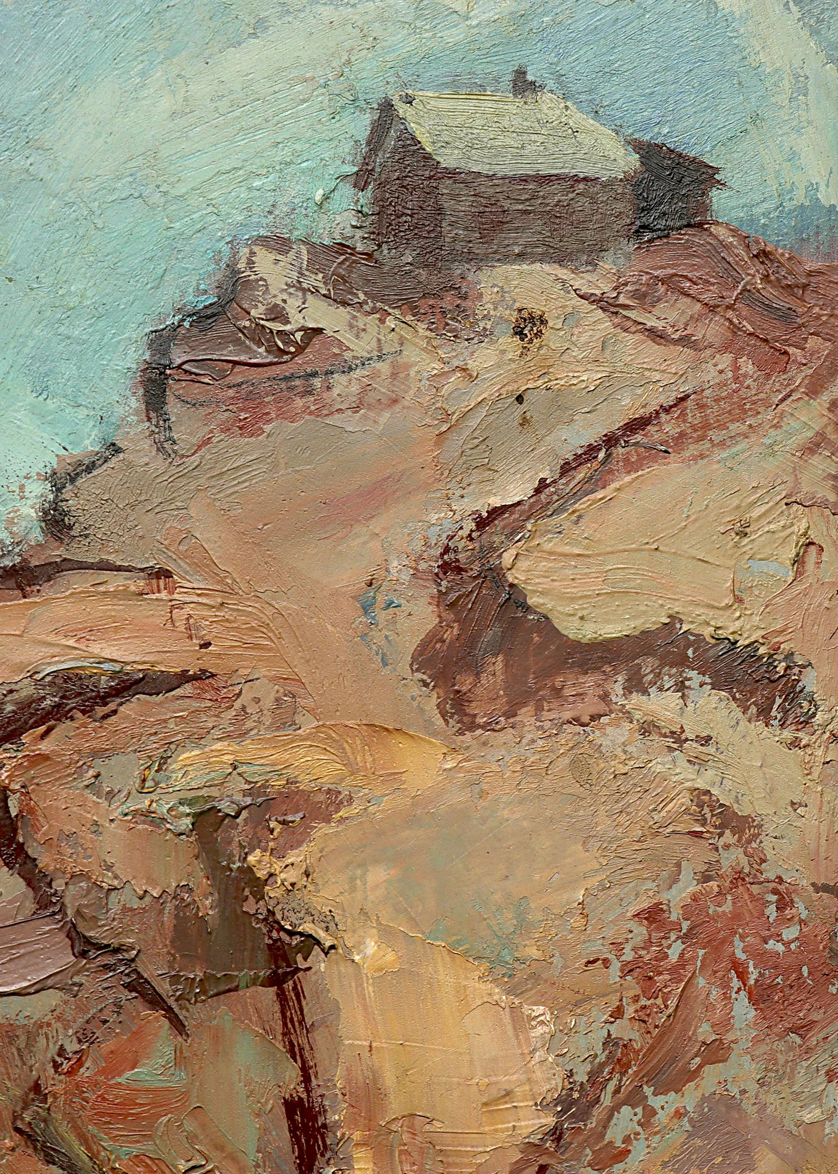 Storm Over Victor (Colorado Mountain Town), peinture à l'huile de paysage de l'ère WPA des années 1940 en vente 3