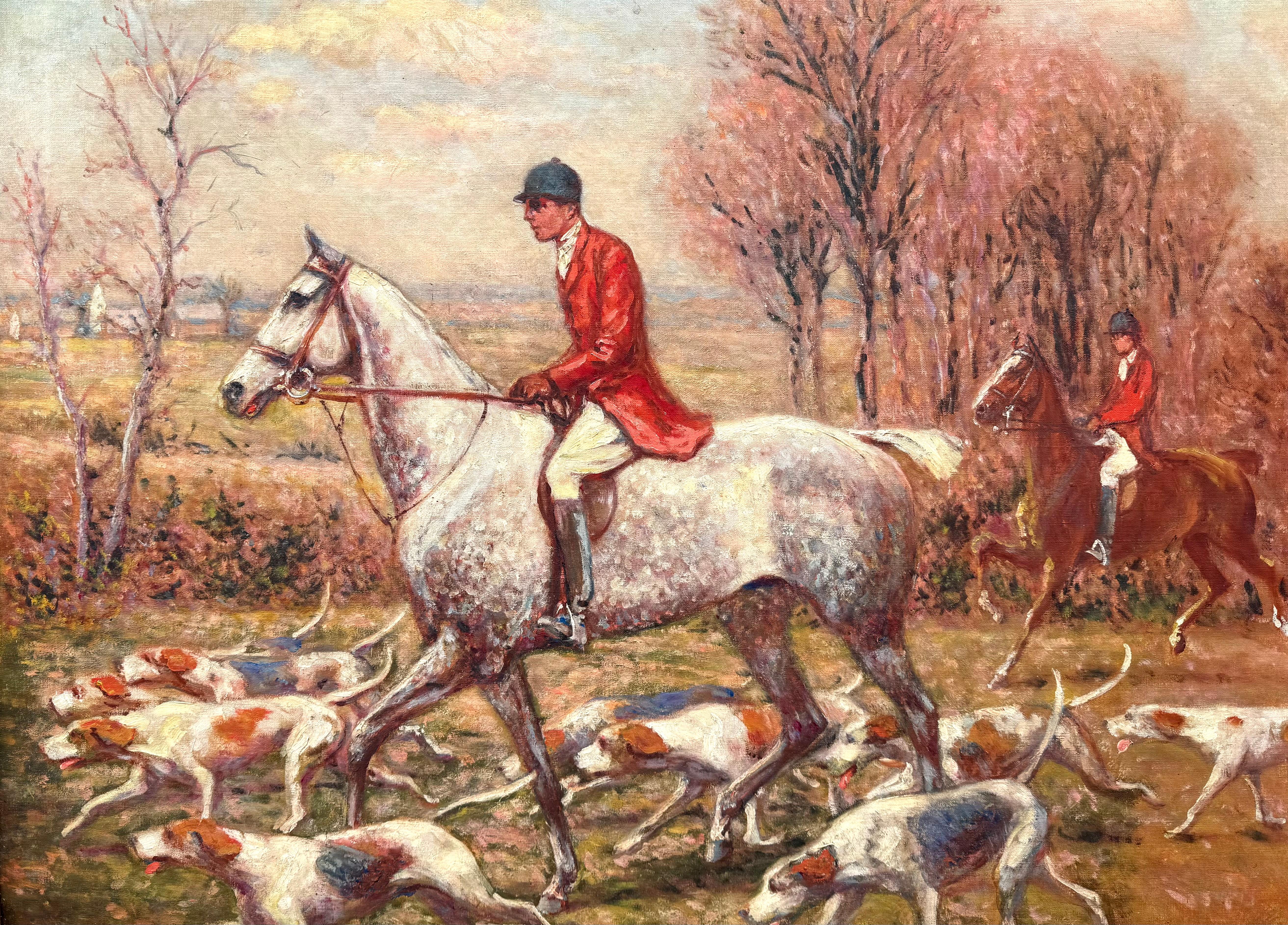 “The Hunt” - Brown Figurative Painting by George Vaughan Curtis