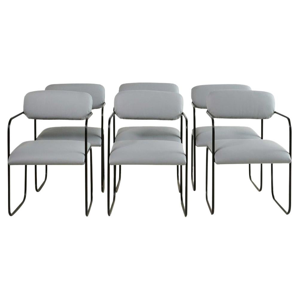 George Veronda for Roger Brown Dining Chairs in Italian Leather, Set of 6