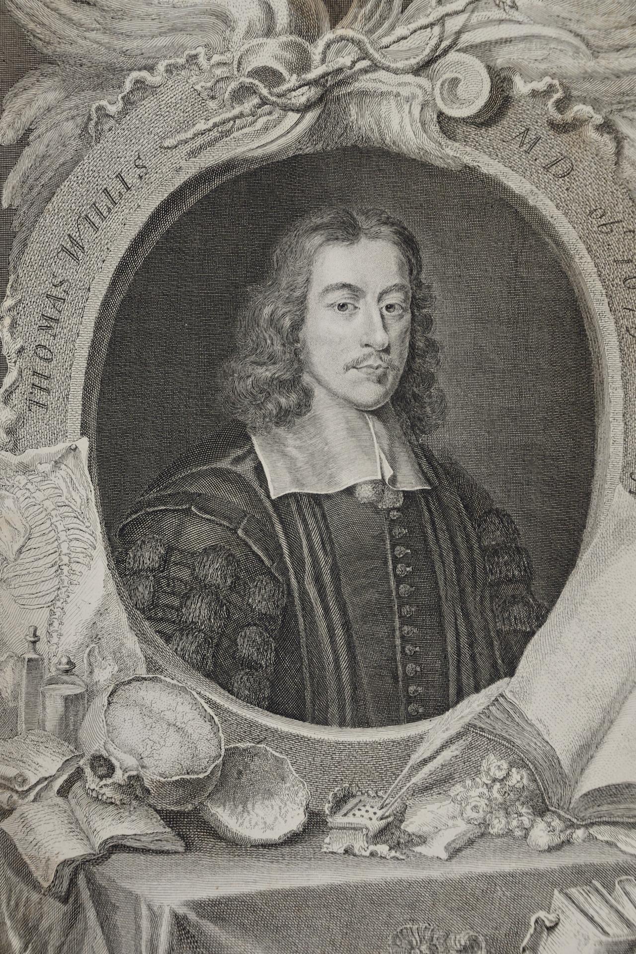 Thomas Willis, MD, 17th C. Pioneer of Neurology & Psychiatry: 18th C. Portrait - Print by George Vertue