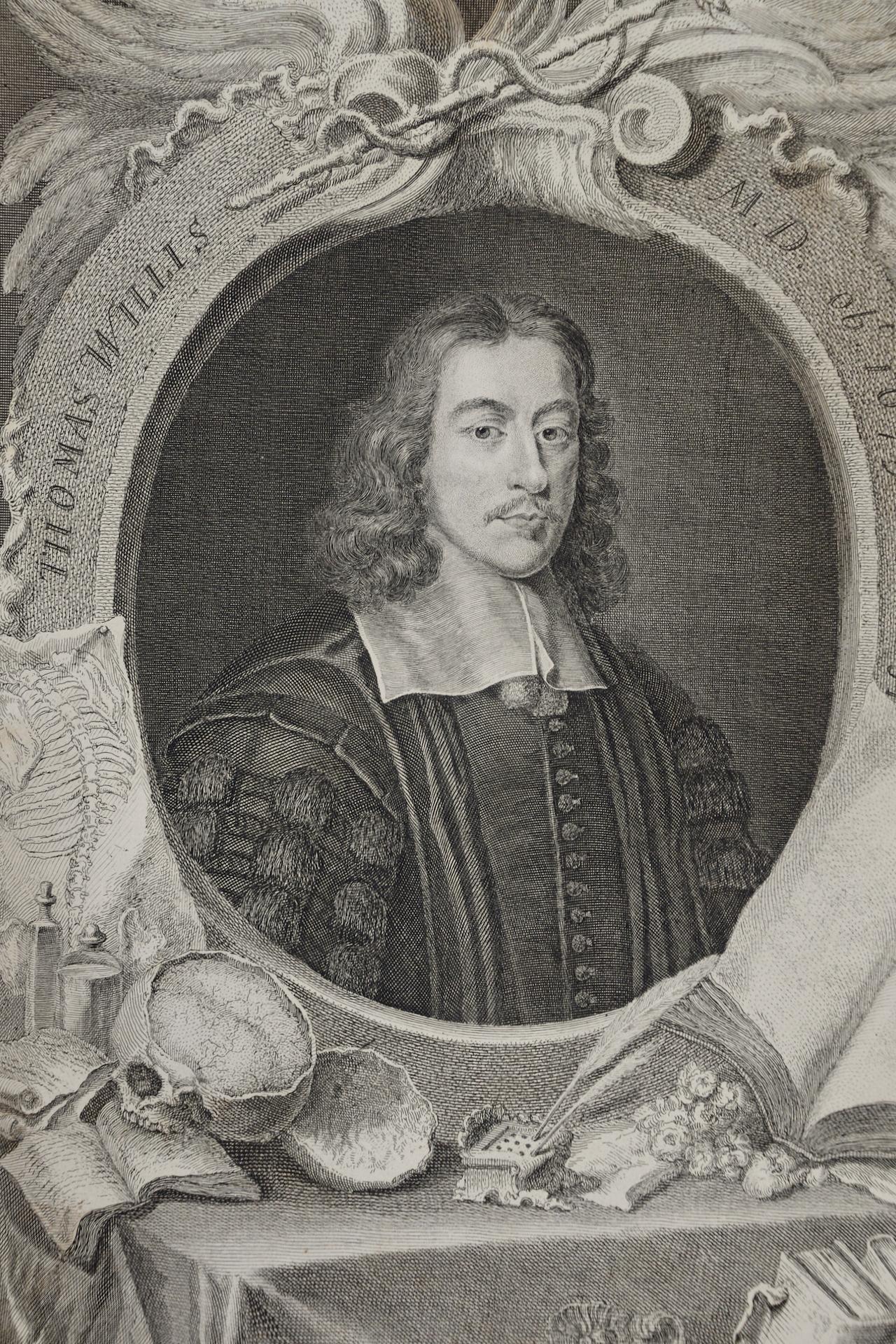 Thomas Willis, MD, 17th C. Pioneer of Neurology & Psychiatry: 18th C. Portrait  - Print by George Vertue