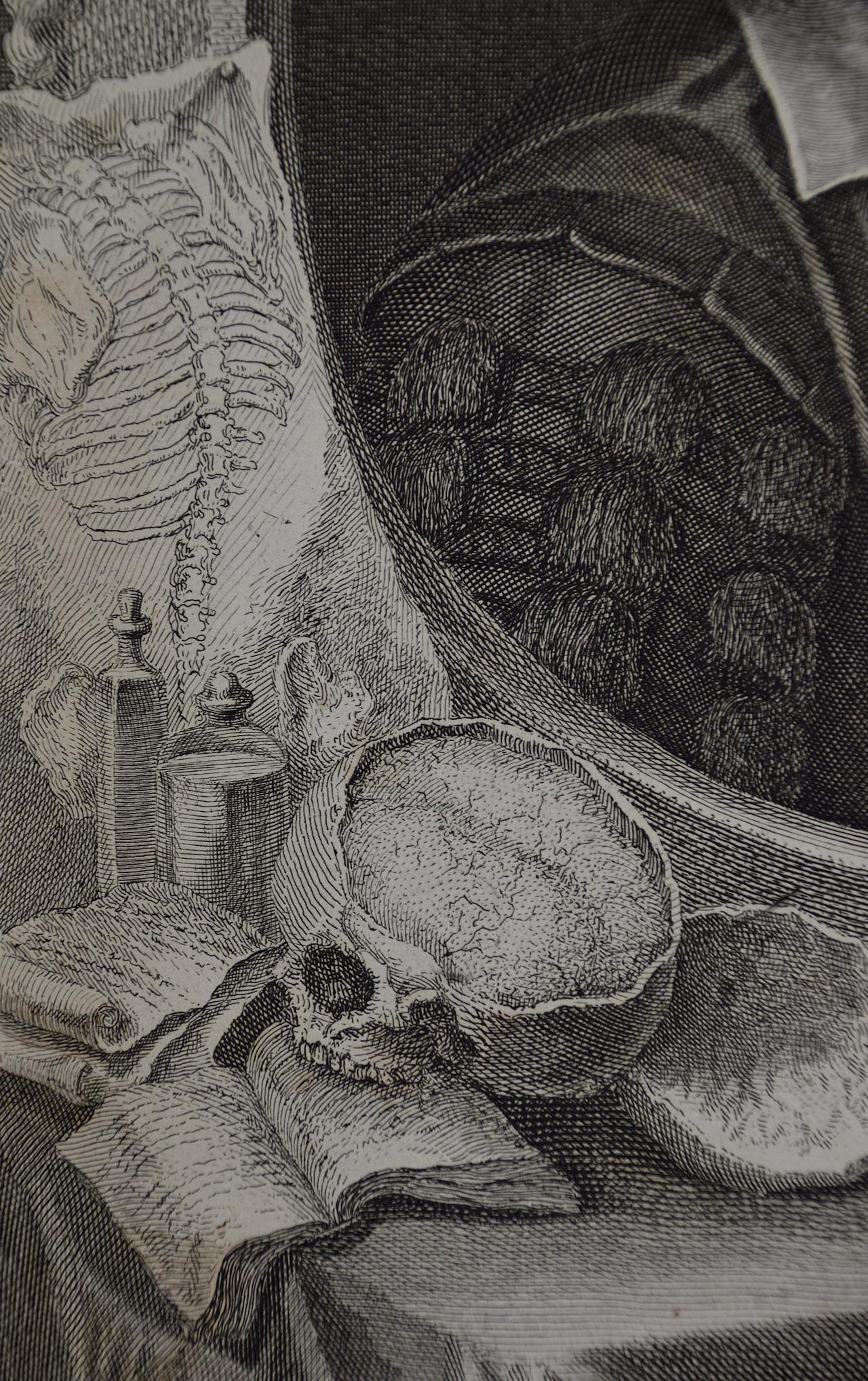 Thomas Willis, MD, 17th C. Pioneer of Neurology & Psychiatry: 18th C. Portrait - Gray Portrait Print by George Vertue