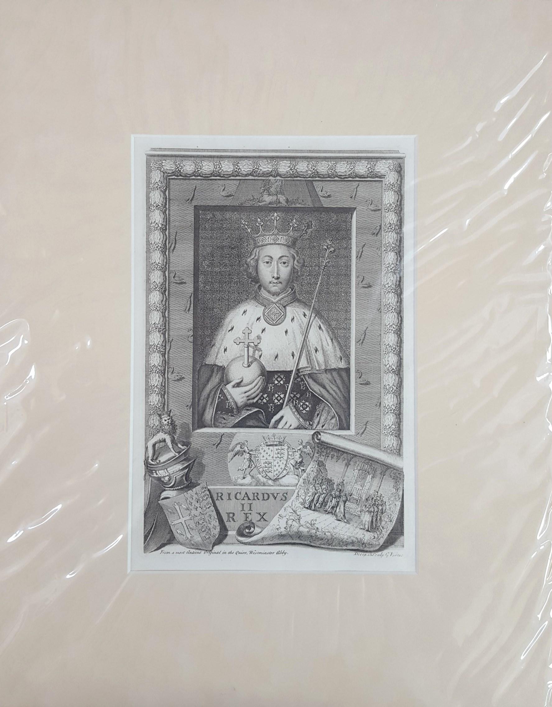 King Richard II /// Old Masters British Royal Family Portrait Engraving Art - Print by George Vertue
