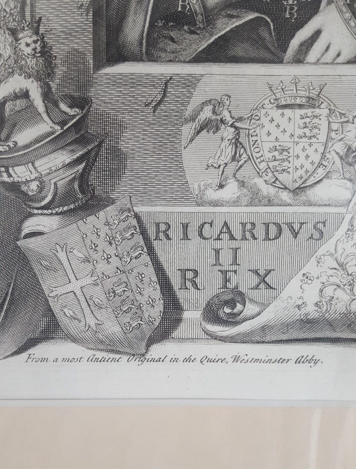 King Richard II /// Old Masters British Royal Family Portrait Engraving Art - Gray Portrait Print by George Vertue