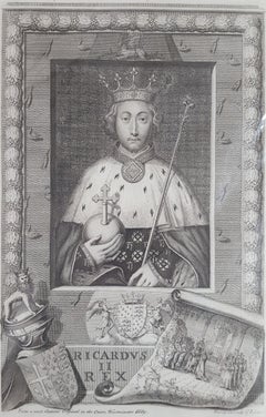 Antique King Richard II /// Old Masters British Royal Family Portrait Engraving Art