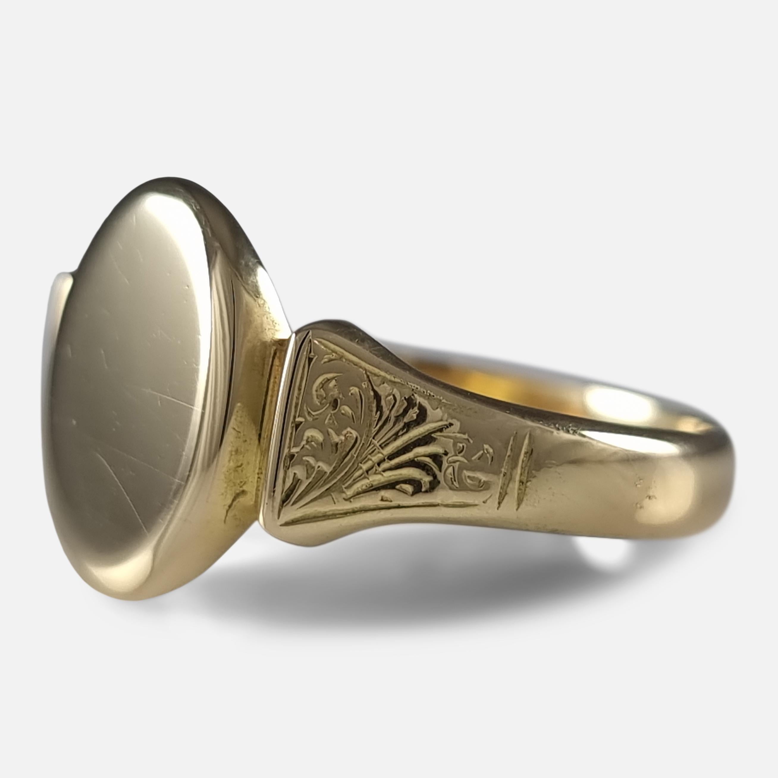 George VI 18 Carat Yellow Gold Signet Ring, 1940 For Sale 2