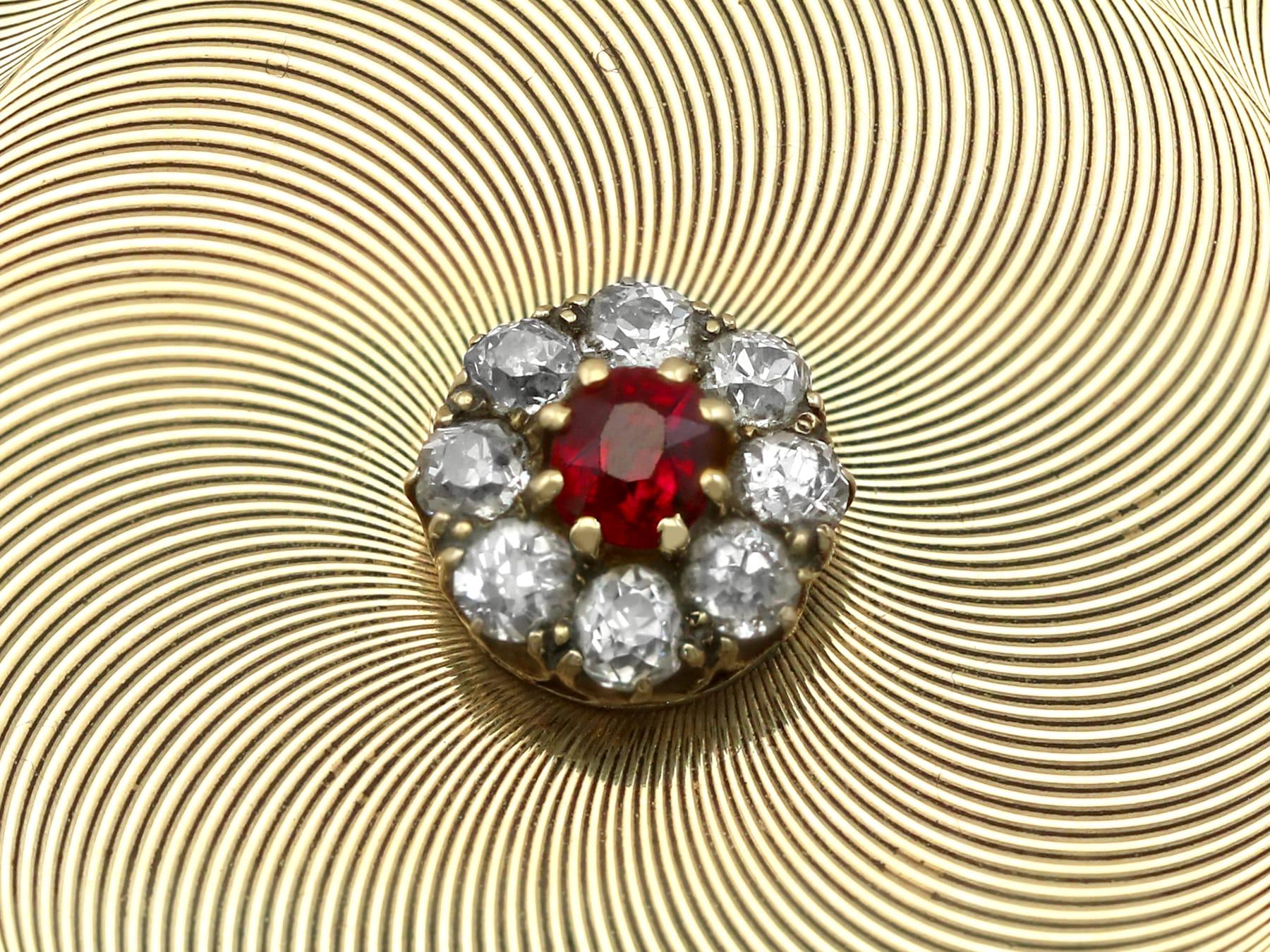 George VI 9 Carat Yellow Gold Ruby and Diamond Powder/Mirror Compact by Cartier For Sale 7