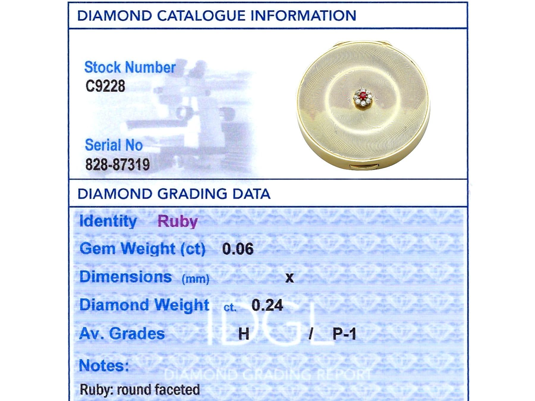 George VI 9 Carat Yellow Gold Ruby and Diamond Powder/Mirror Compact by Cartier For Sale 9