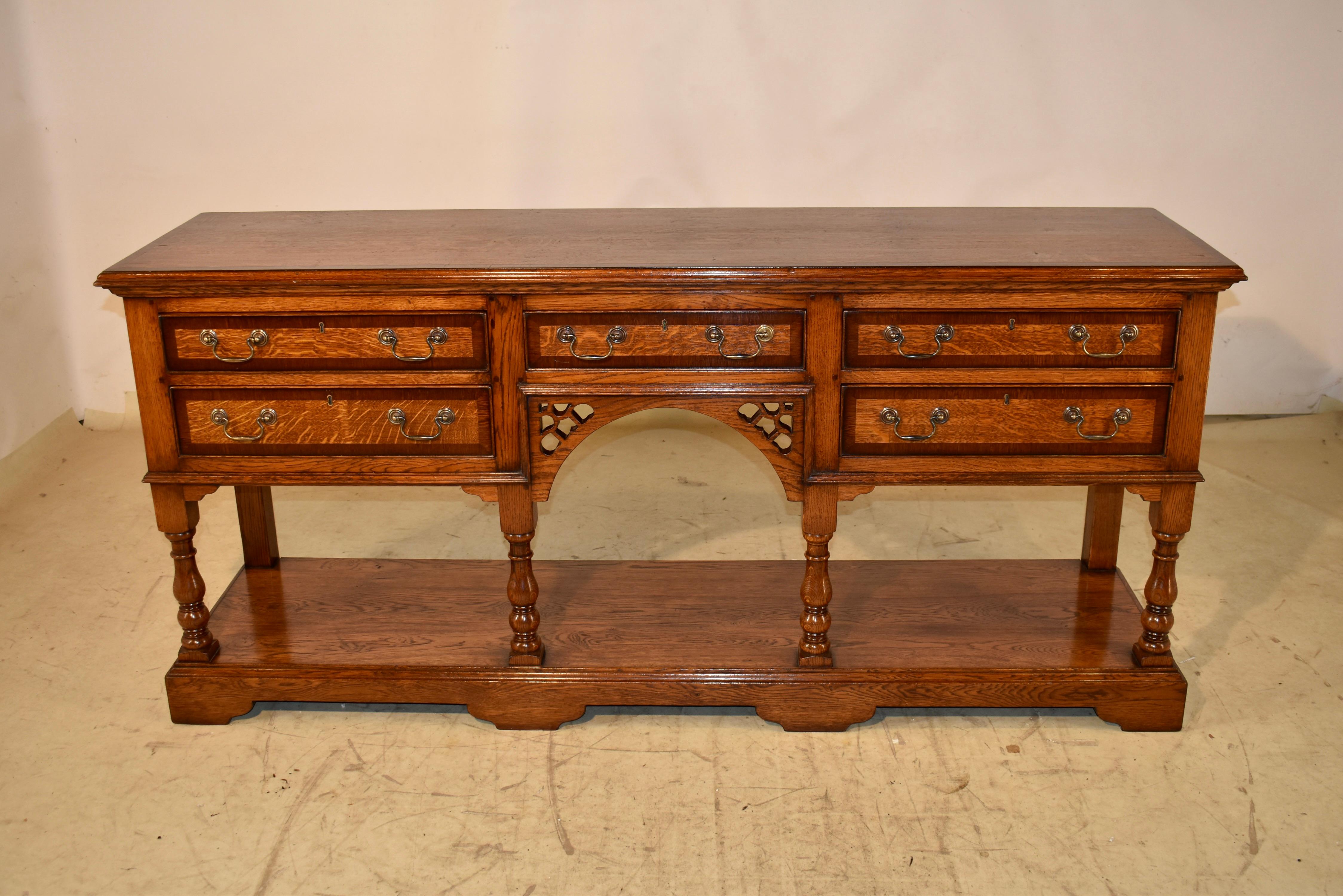 George VI English Oak and Mahogany Pot Board im Angebot 2