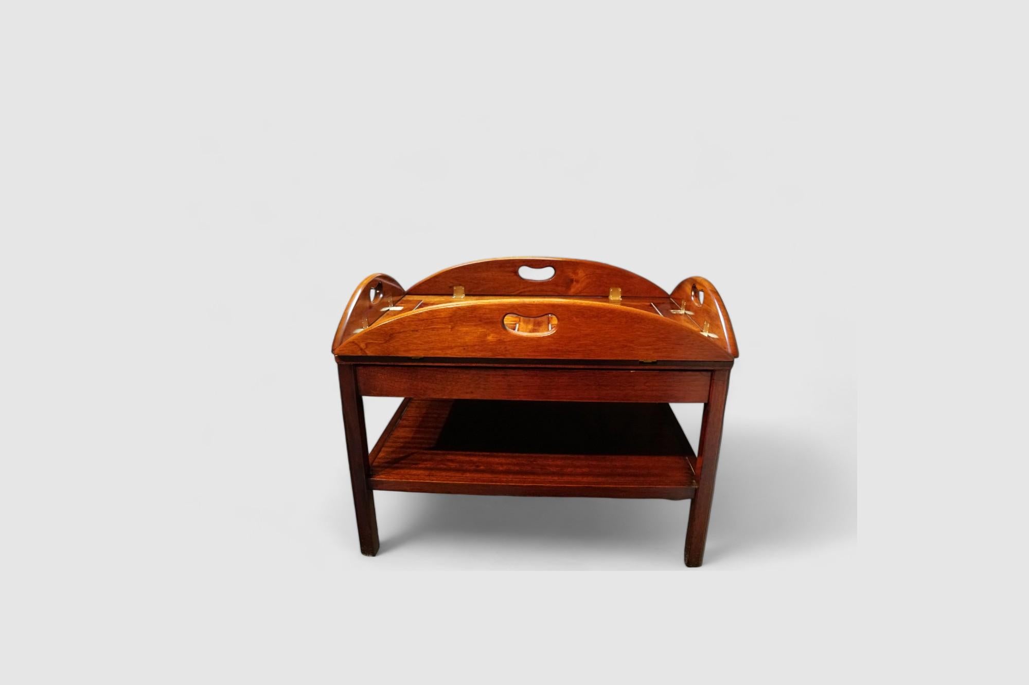 Mid-20th Century George VI mahogany butlers tray on stand For Sale