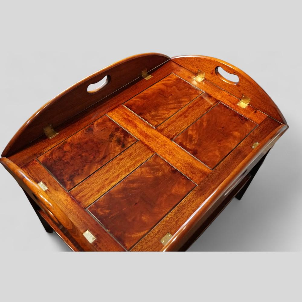 George VI mahogany butlers tray on stand For Sale 2