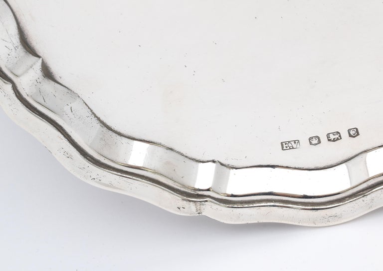 George VI Period Sterling Silver Footed Salver/Tray By Emile Viner For Sale 5