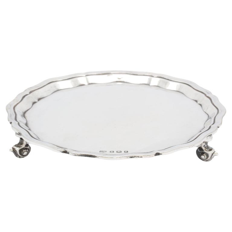 George VI Period Sterling Silver Footed Salver/Tray By Emile Viner For Sale