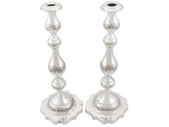 George VI Sterling Silver Shabbat Candlesticks