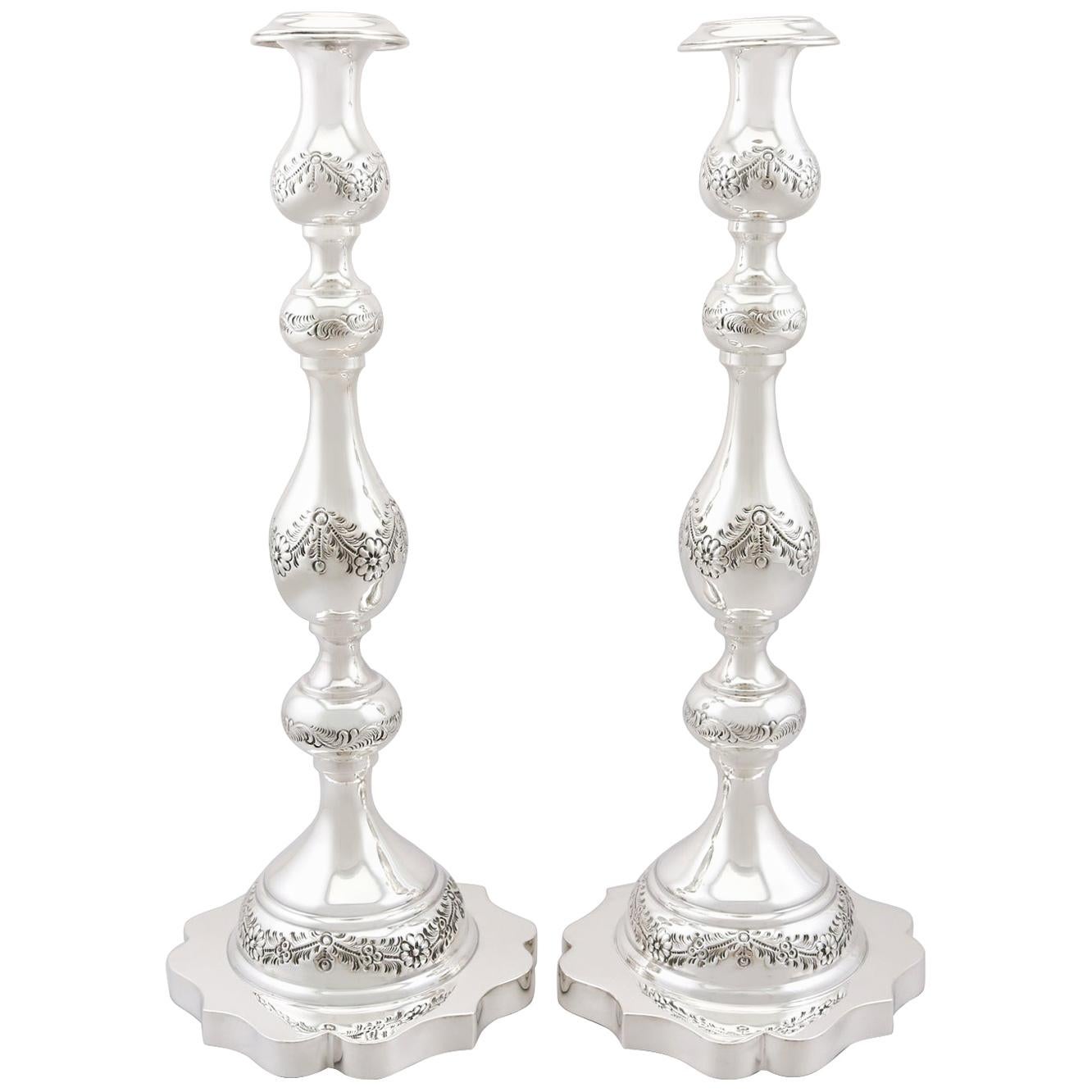 VI Sterling Silver Shabbat Candlesticks at 1stDibs