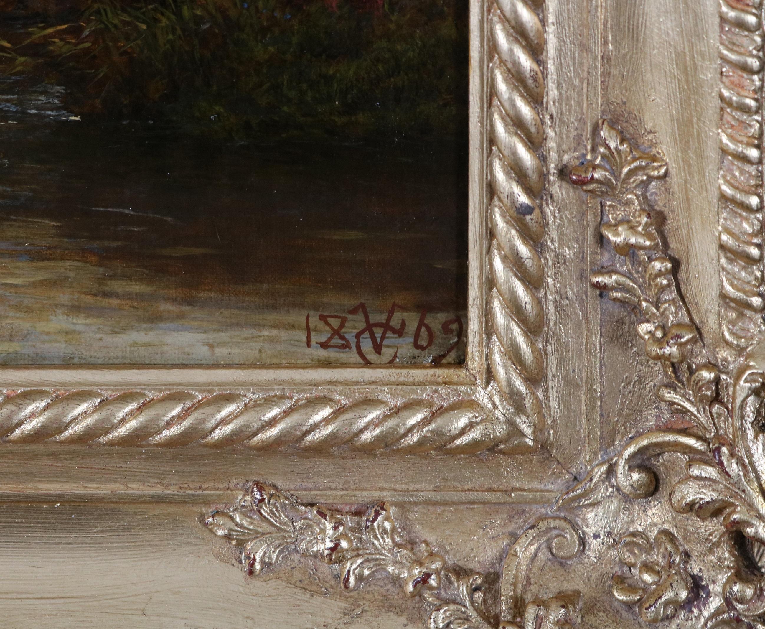 19th Century Oil Painting English Summer Landscape of the River Arun in Sussex For Sale 6