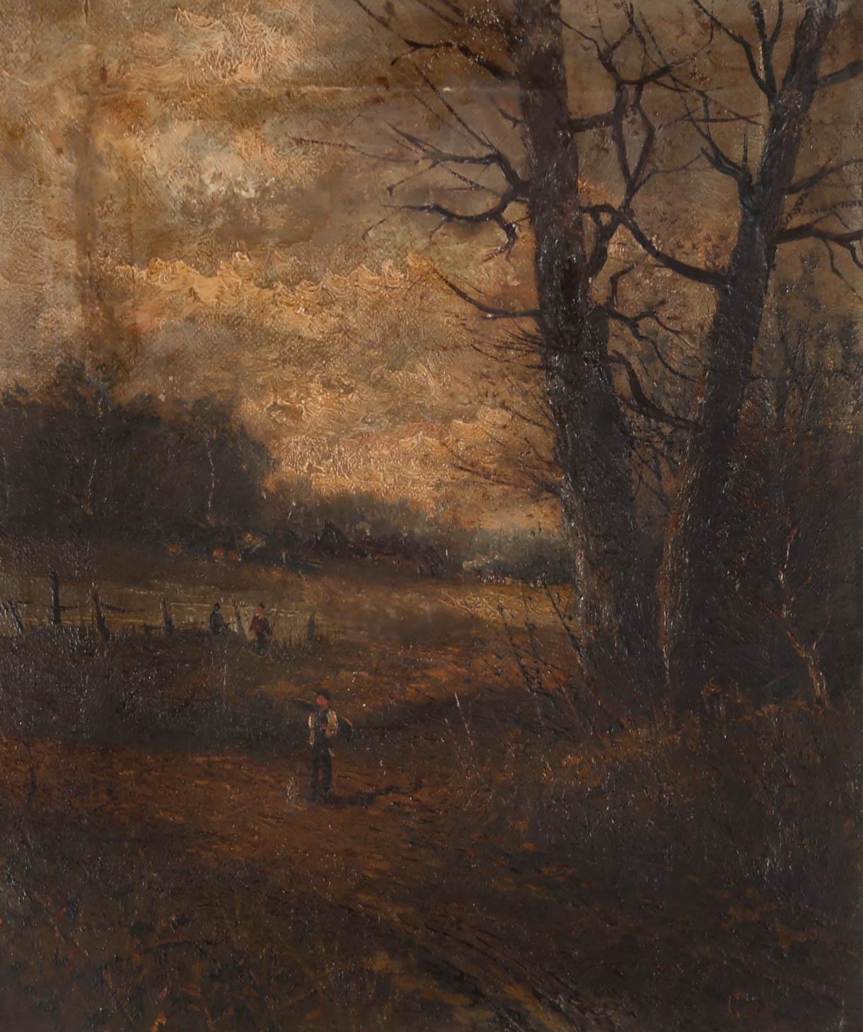 This original landscape painting by leading Victorian artist, George Vicat Cole RA (1833-1893), depicted an idyllic rural village with figures in the foreground. The painting is signed and dated to the lower-right corner. On canvas on stretchers.