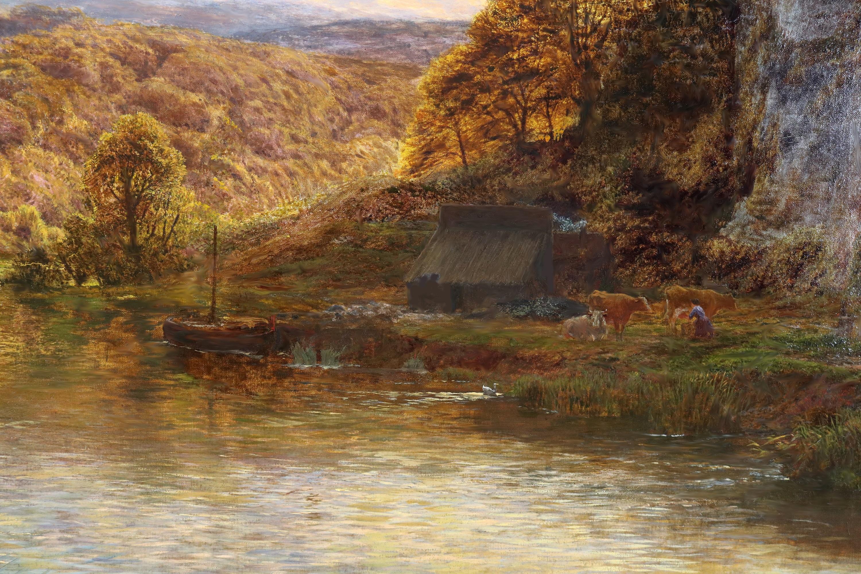 On the Arun Sussex - 19th Century Oil Painting of English Summer River Landscape For Sale 2