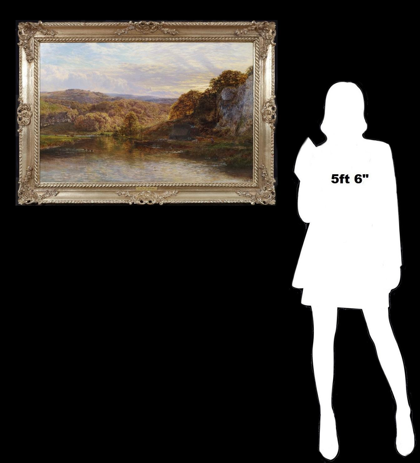 En el río Arun - Gran pintura al óleo de paisaje estival inglés del siglo XIX - Painting Victoriano de George Vicat Cole RA