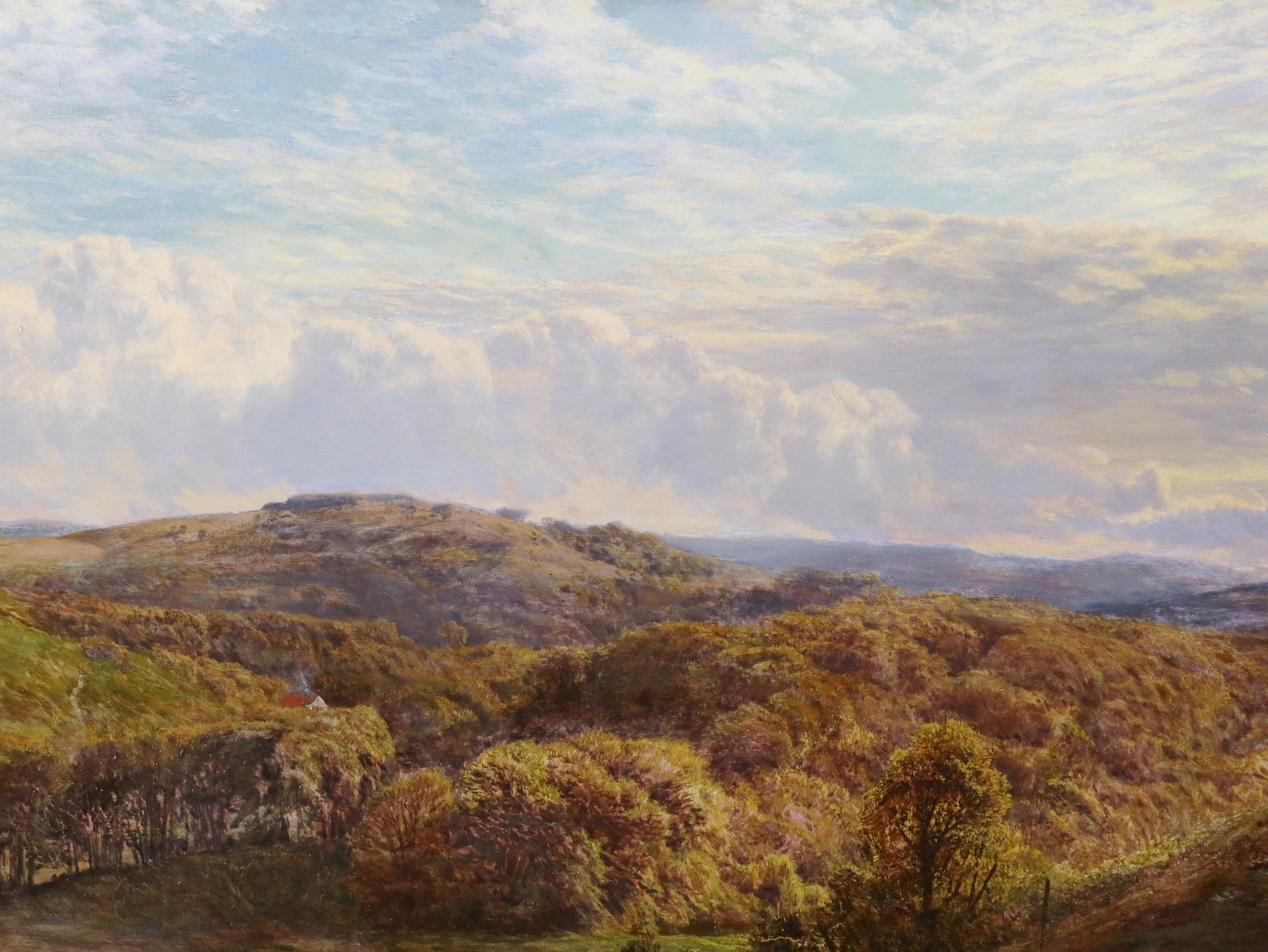 En el río Arun - Gran pintura al óleo de paisaje estival inglés del siglo XIX - Landscape Painting Marrón de George Vicat Cole RA