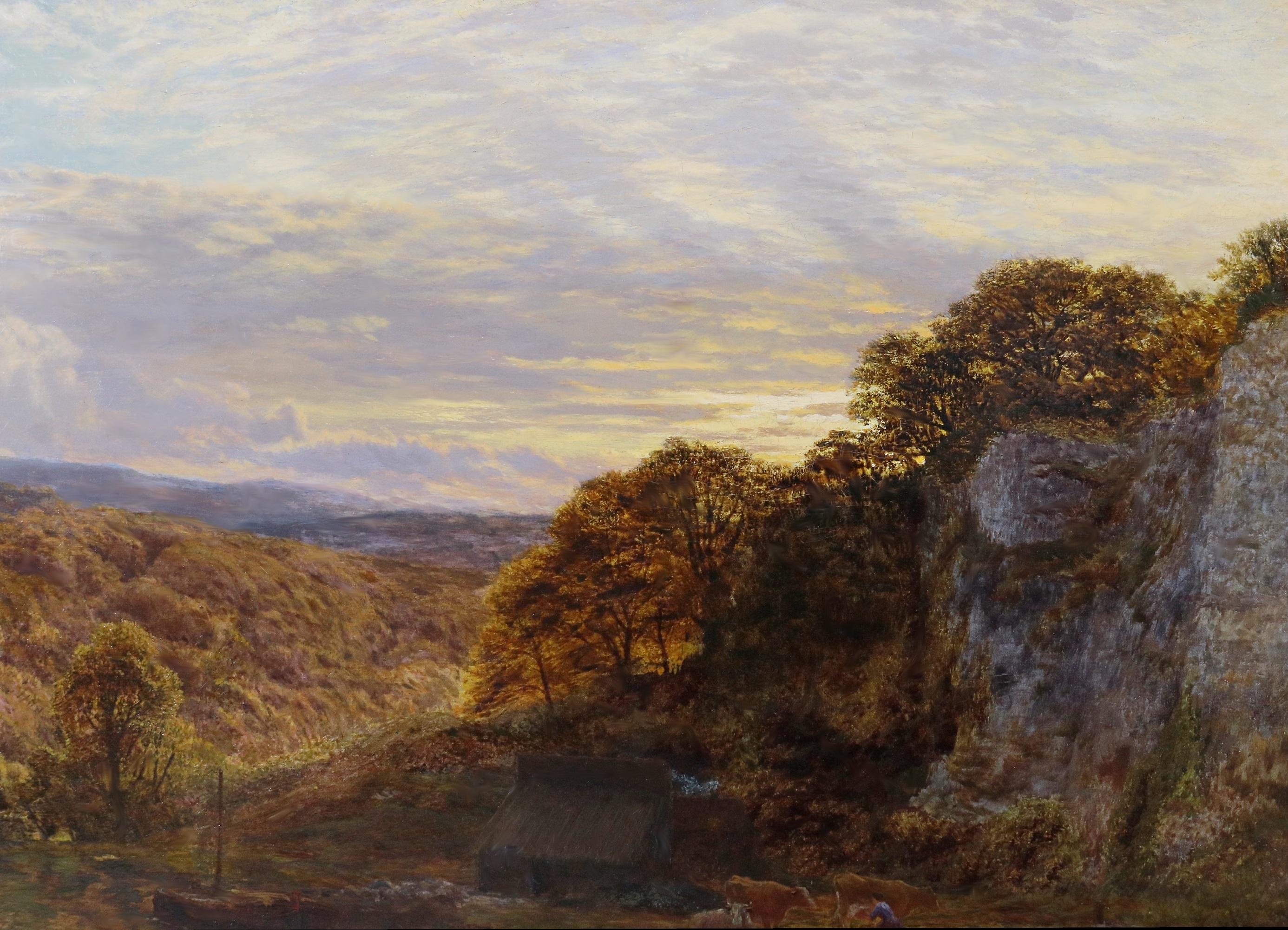En el río Arun - Gran pintura al óleo de paisaje estival inglés del siglo XIX 1