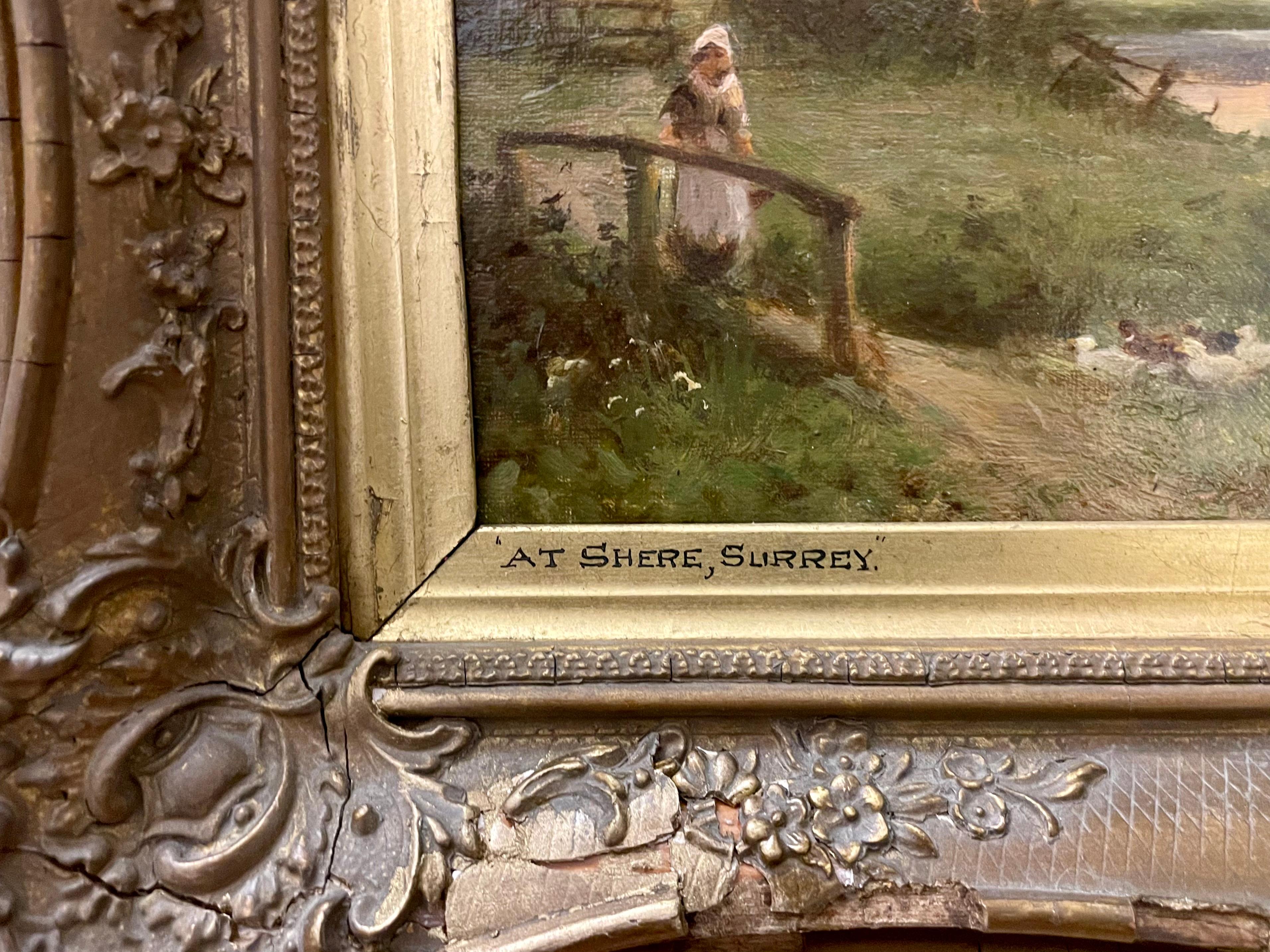 Shere, Surrey, huile sur toile, paysage, 19e siècle en vente 6