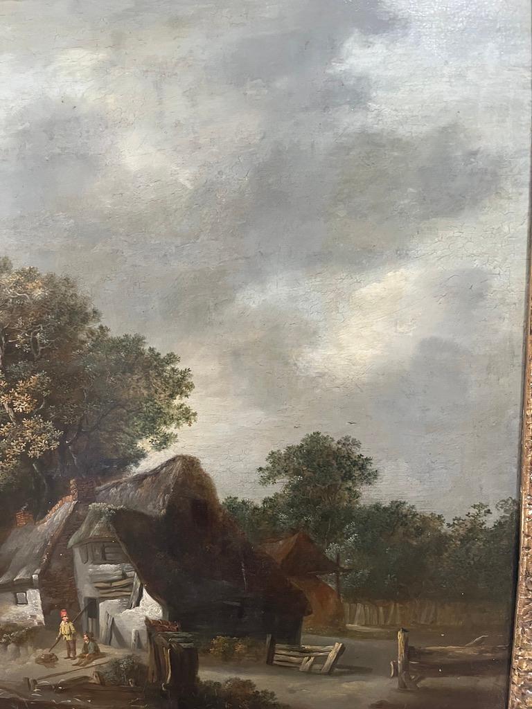 Early 19th Century Norwich School oil painting of figures by a river 4