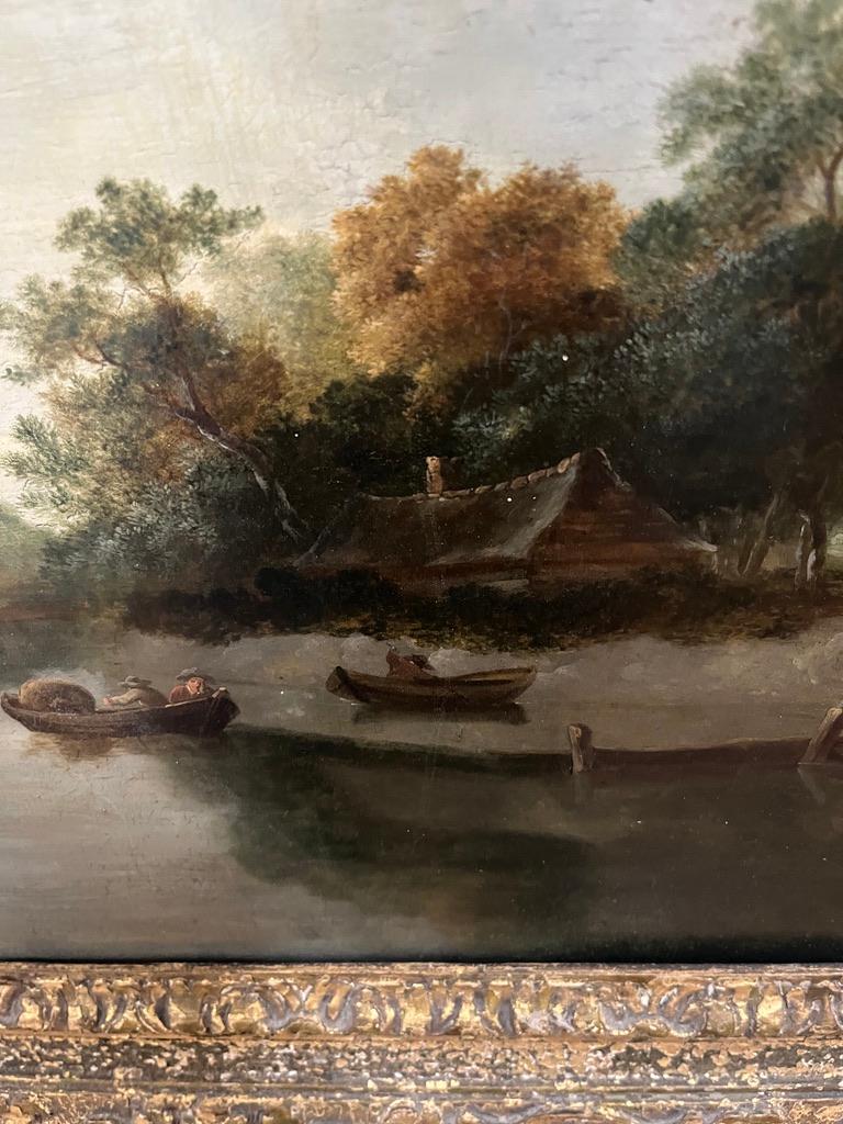 Early 19th Century Norwich School oil painting of figures by a river - Old Masters Painting by George Vincent