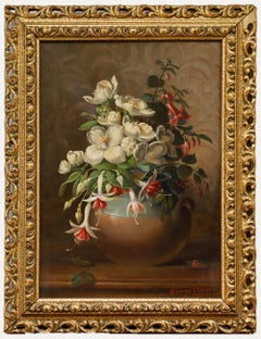 George Vincent  - Early 20th Century Oil, Apple Blossom and Fuchsia