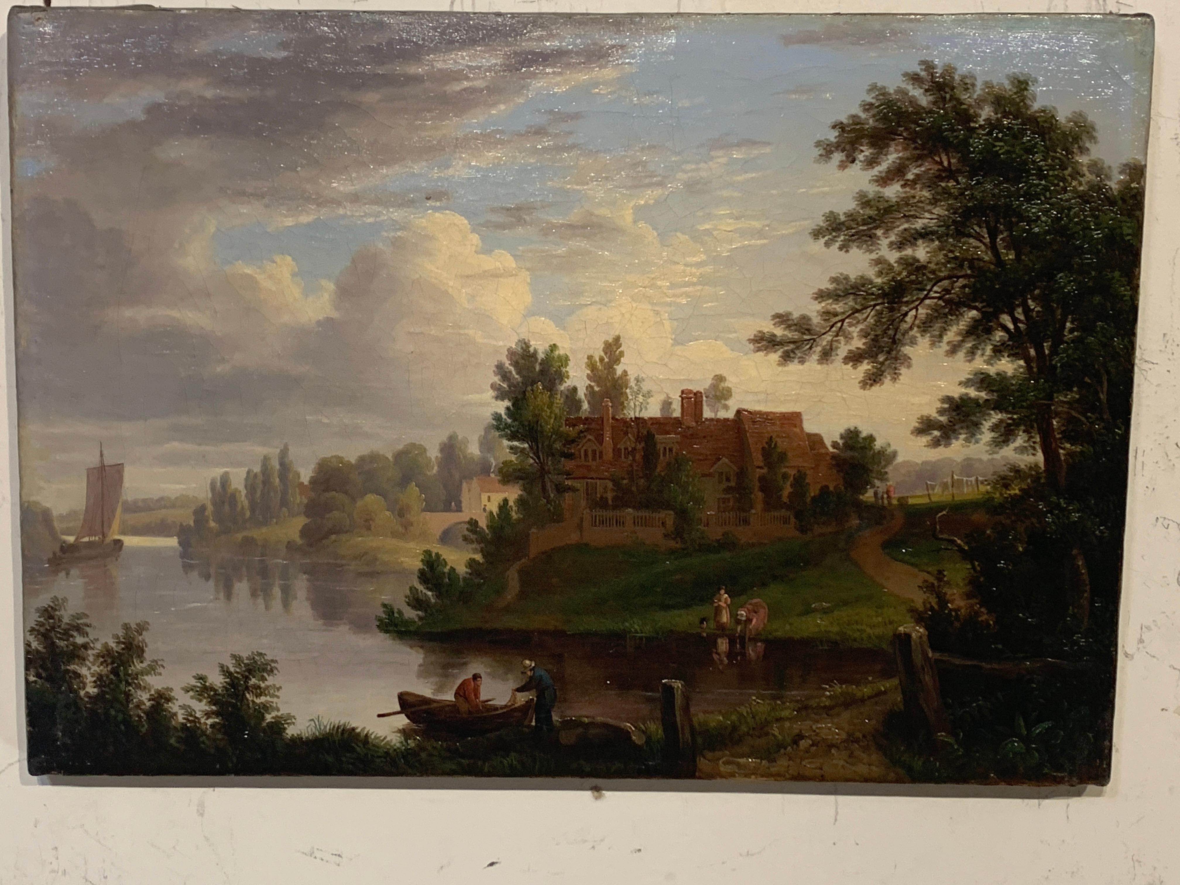 George Vincent Panoramic Landscape painting of the River Yare in Norwich England 8