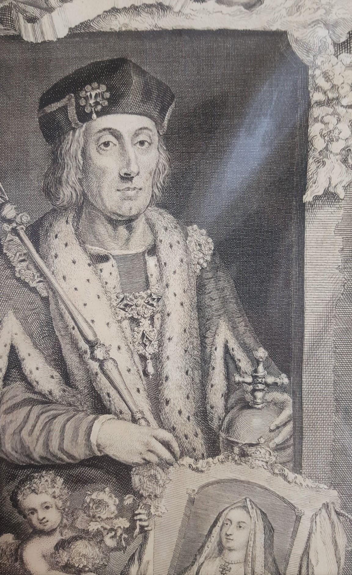 Le roi Henri VII /// vieilles maîtres de la famille royale, gravure de visages britanniques en vente 1
