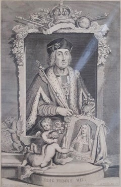 King Henry VII /// Old Masters Royal Family British Portrait Face Engraving Art