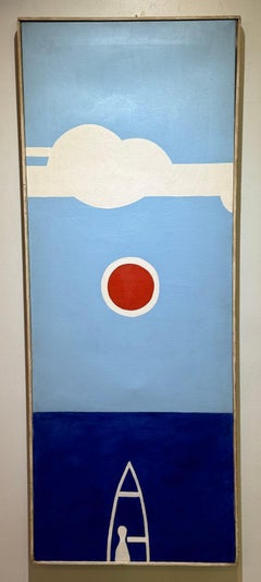 1967 American Minnesota Modernist Vertical Abstract Beach Boat Painting (Pittura astratta da spiaggia)