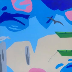 George Vranesh, « Coming Storm », peinture à l'huile sur toile - paysage abstrait, 36 x 36