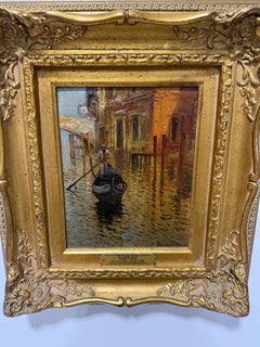 George W. Drew (americano, 1875-1968) "Il gondoliere di Venezia" Pittura ad olio