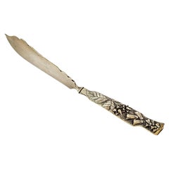 George W Shiebler Sterling Silver Flora Foxglove Flat Twist Handle Butter Knife