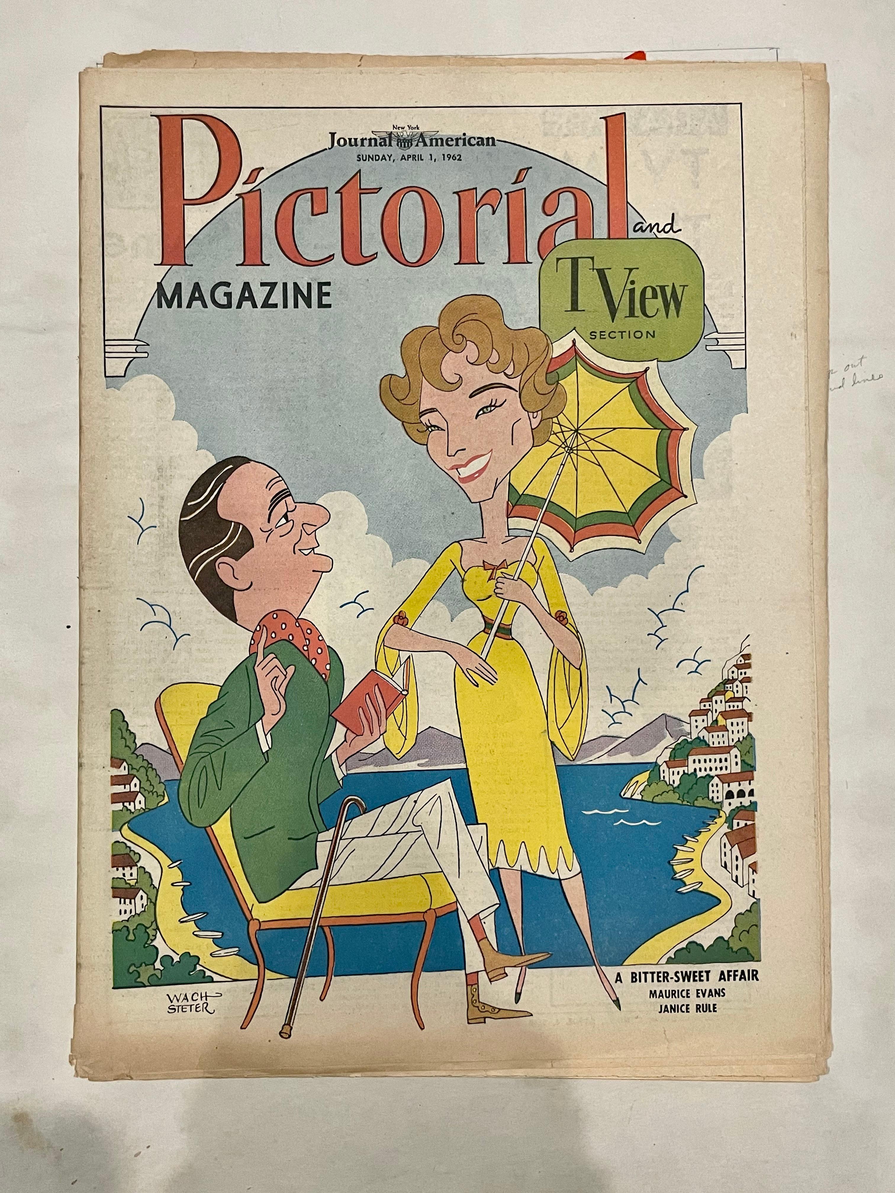 Signed Lower Right by Artist

CARICATURE - George Wachsteter (1911-2004) Ink and Pencil on Illustration Board with Color Overlay Caricature Cover Design of Maurice Evans and Janice Rule, 14