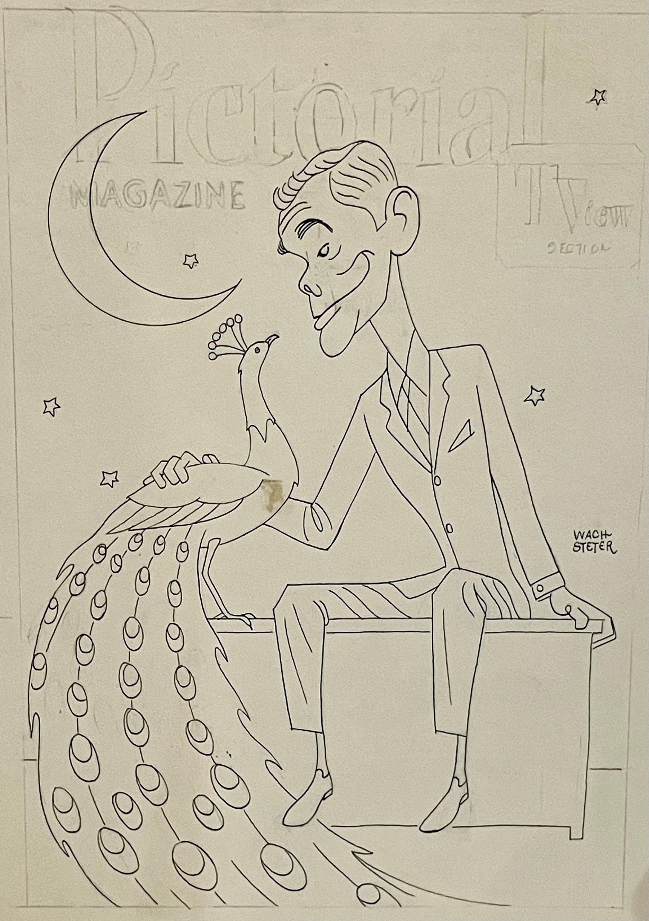 Johnny Carson for his debut appearance on 'The Tonight Show' - Painting by George Wachsteter