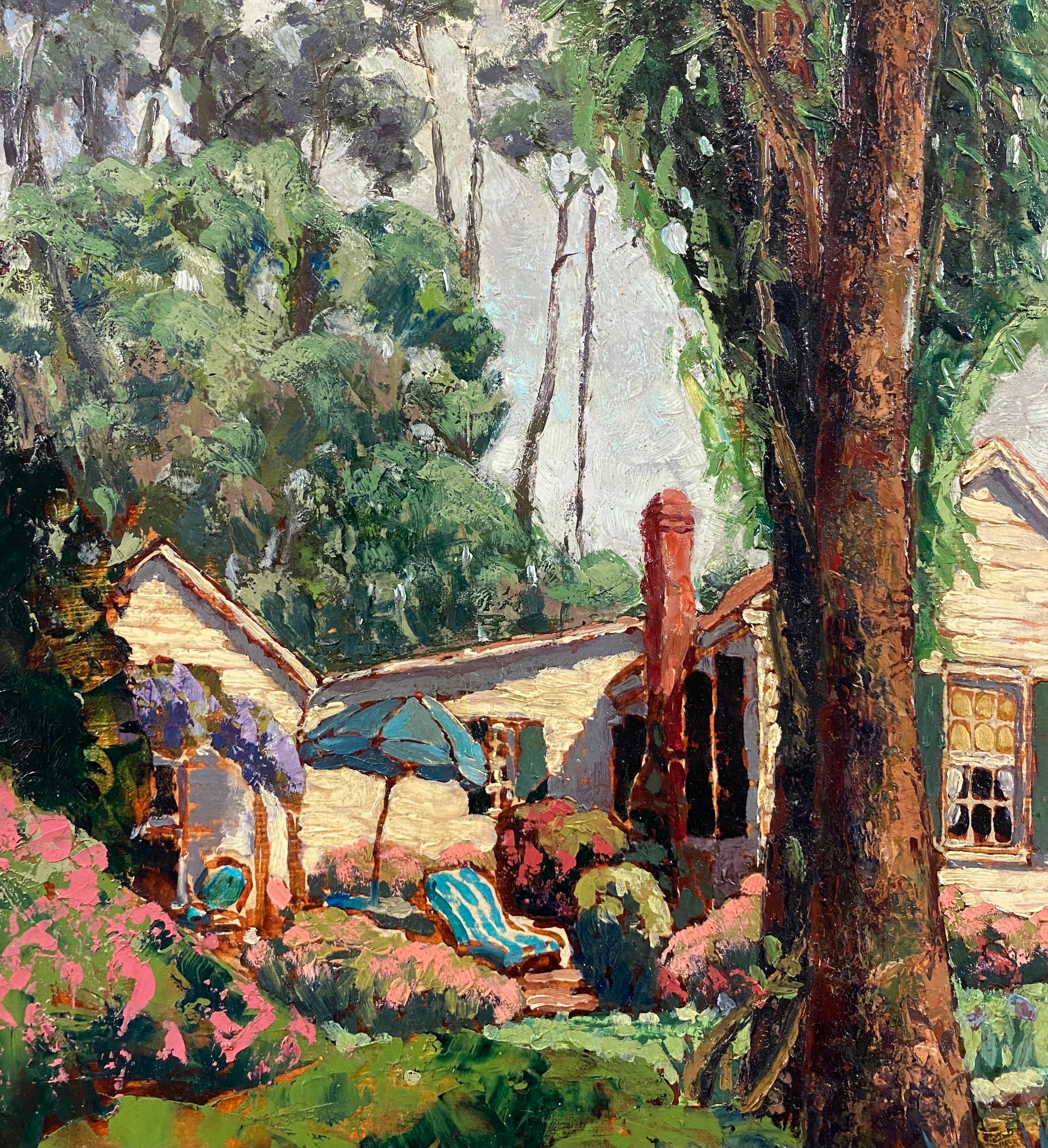 “Untitled (Low Country Home)” American Impressionist Spanish Moss South Carolina – Painting von George Waller Parker