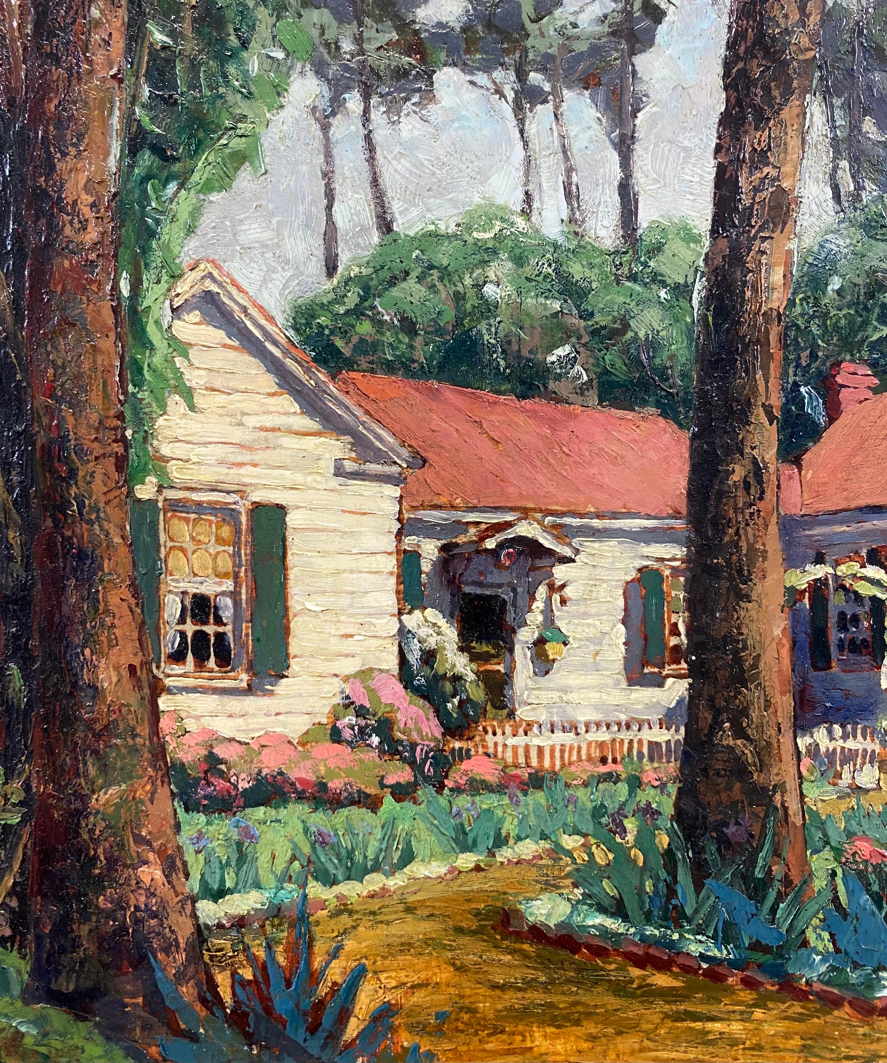 “Untitled (Low Country Home)” American Impressionist Spanish Moss South Carolina (Amerikanischer Impressionismus), Painting, von George Waller Parker