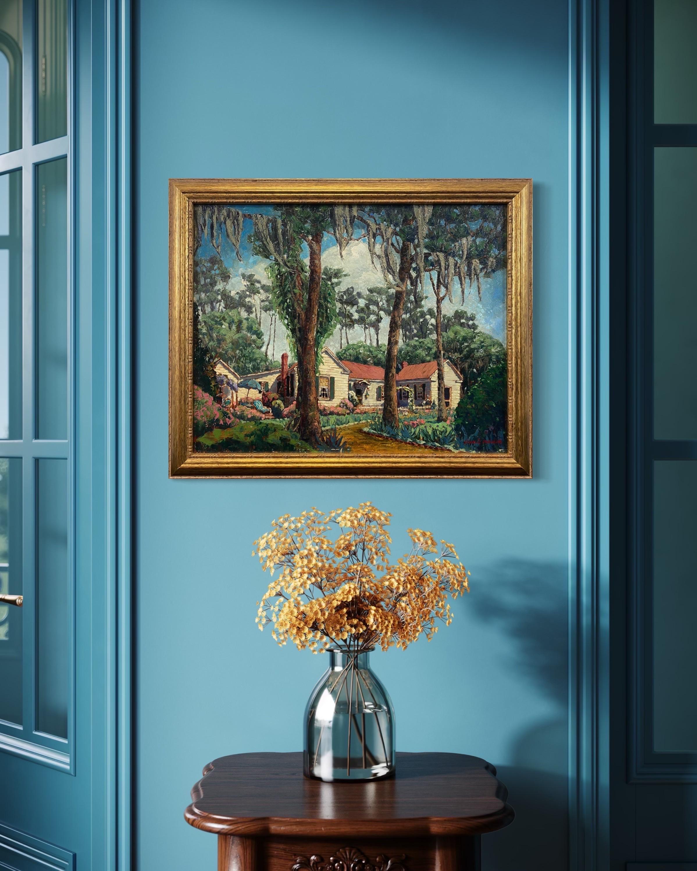 “Untitled (Low Country Home)” American Impressionist Spanish Moss South Carolina im Angebot 1