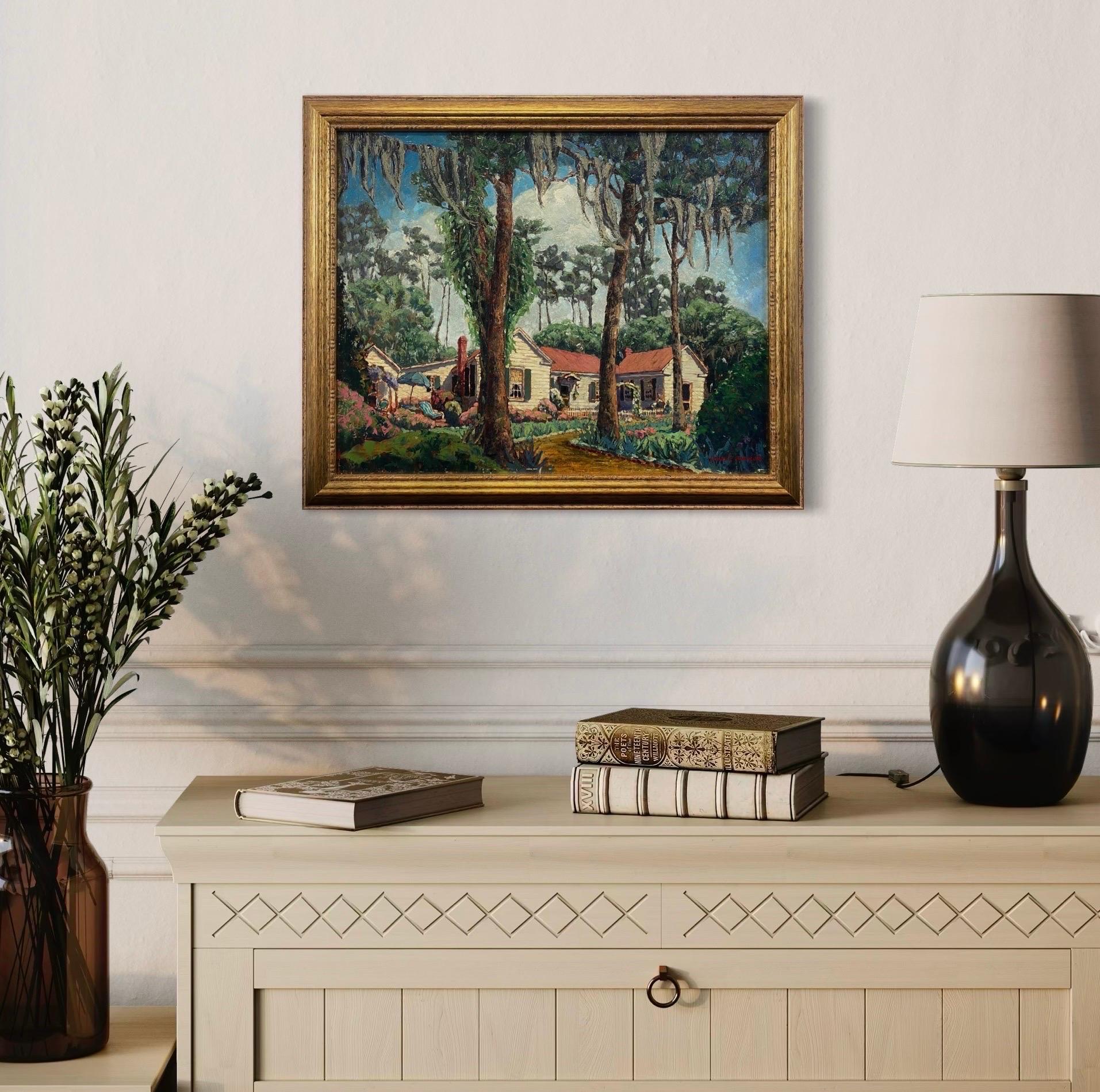 “Untitled (Low Country Home)” American Impressionist Spanish Moss South Carolina im Angebot 2