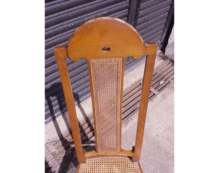 Walnut George Walton. A Rare Arts & Crafts Philippines Cane Chair with Serpentine Back For Sale
