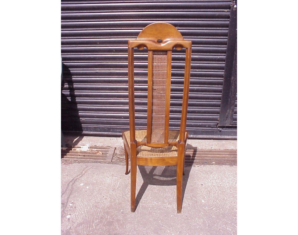 Walnut George Walton. A Rare Arts & Crafts Philippines Cane Chair with Serpentine Back For Sale